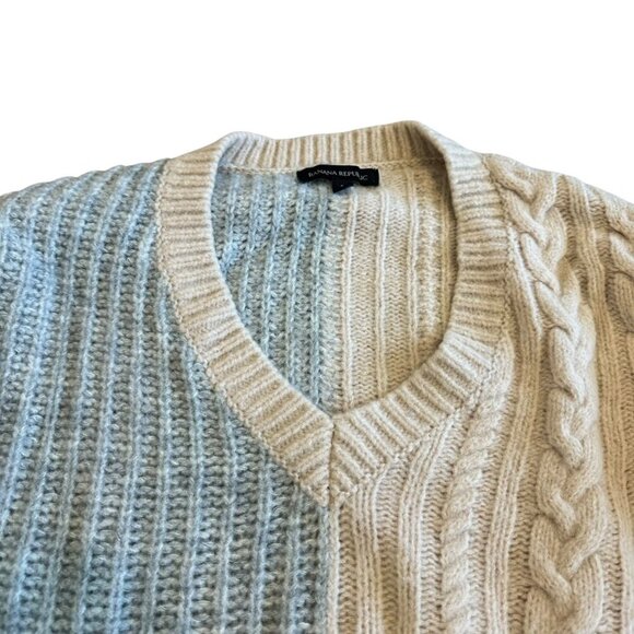 Banana Republic Colorblock Thick Weave Sweater Pullover V-Neck Stretch Small - Picture 3 of 12